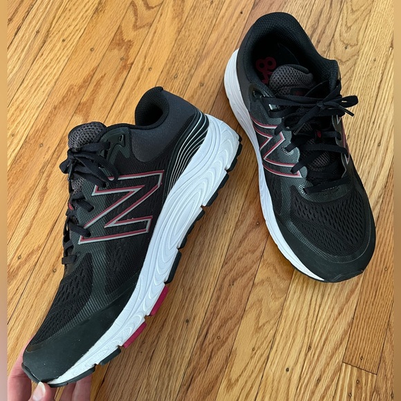 New Balance Black and Red Athletic Sneakers - Picture 4 of 13